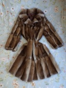 Futro naturalne długie maxi z piżmaków grube ciepłe zimowe eleganckie