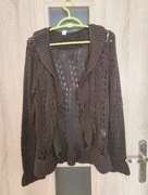 107 Brązowy czekoladowy ażurowy sweterek narzutka kardigan rozmiar 40/42