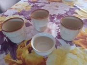 3 kubki i cukiernica huta szkła Mirostowice