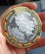 Duży Medal kolekcjonerski 1990 Weltmeister Deutschland złocony 