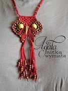 Naszyjnik sowa czerwona makrama