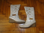 JASNE KOZAKI LIBERO DAMSKIE,ŚLICZNE,SKÓRZANE WIERZCH I ŚRODEK NATUR. R.39