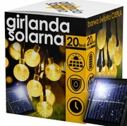 Girlanda solarna LED 20 kulek ciepłe światło ozdoba ogrodowa 4,9m