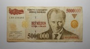 stary banknot 5 Milionów Lira Turcja