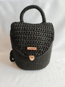 Plecak handmade elegancki czarny – szydełkowy, unikat