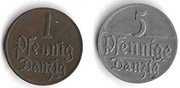 Wolne Miasto Gdańsk, ! fenig 1923r. i 5 fenigów 1923r.