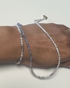 Naszyjknik i Bransoletka Tanzanit Mini perełki naturalne Złocenie 14K