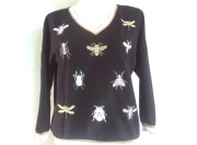 Bluza czarna Bluzka r. 38 Serek rękaw 7/8 Elegancka NOWA