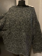 ZARA sweter tunika oversize z alpaką gruby duży wzory melanż