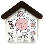 Drewniany wieszak na klucze "All you need is cat"