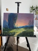 Obraz olejny wieczorny krajobraz