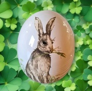 Figurka dekoracja duża ceramiczna pisanka jajko XXL zając królik 18 cm Nowa