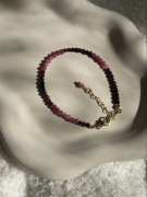 Granat czarny turmalin bransoletka z fasetowanych koralików ombre