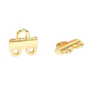 Łącznik rozdzielacz na 2 sznury, Pozłacany 24K 10 x 7,5 mm., 2 szt.