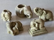 Skandynawski design vintage – zestaw 6 figurek słoni z piaskowca, lata 60.