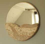 Lustro designerskie ręcznie robione - beż, japandi, boho, minimalizm