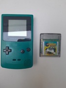 Gameboy color turkusowy z grą Road Rush 2049