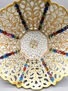 AZUROWANY  DUZY    KOSZ    OZDOBA ŚRODKA STOŁU