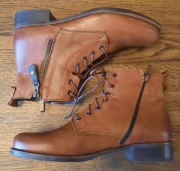 LASOCKI botki brązowe karmelowe na zamek skórzane obcas 3cm nowe rozmiar 41