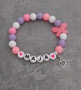 Bransoletka imię imienna z napisem zawieszka różowa fioletowa 