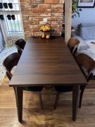 Stol rozkladany 150/80 orzech ciemny plus drewniane krzesla