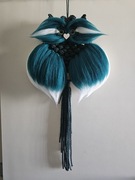 Sowa z makramy i wełny czesankowej na obreczy o średnicy 20cm 