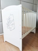 Łóżeczko drewniane białe Kubuś Puchatek 60x120