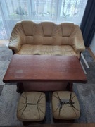 Komplet Wypoczynkowy Skórzany+Ława