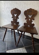 Antyk krzesła chłopskie z litego dębu ok. 1800 r.