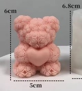 Miś z Róż z Sercem Walentynki forma silikonowa 6.8*6 do wosku świec mydła 