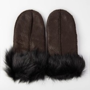 Rękawiczki z naturalnej skóry ciemno brązowe