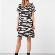 Mango MNG letnia sukienka Llomvi zebra beżowa czarna wiskoza M 38 okazja