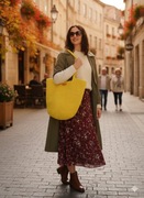 Żółta duża torba shopper, ręczne robiona 