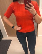 Bluzka pomarańczowa jesień sweterkowa prążkowana s modna viral s