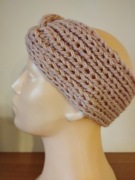 Damska, morelowa, ciepła opaska; turban; handmade