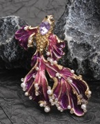 Broszka bojownik ryba vintage postarzane z cyrkoniami emalia perły