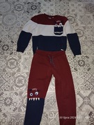 Dres spodnie i bluza. Rozmiar 128.  Kolor biały/granat/bordo. 