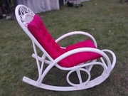 Fotel wiklinowy bambusowy bujany , bujak,biały