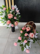 kompozycja nagrobna z  bukietem  - komplet róże