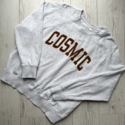 Bawełniana szara bluza z motywem napisem cosmic jasnoszary melanż h&m M
