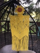 Makrama z pieknym słonecznikiem, hand made