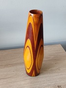 Drewniany wazon z połyskiem design PRL