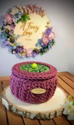 Koszyczek dekoracyjny z pokrywką – kolor orchidea handmade A Fancy Loop 