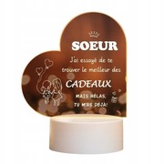 Lampka Nocna Biurkowa W Kształcie serca 3D LED USB dla siostry po Francusku