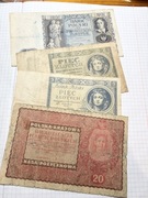 5 zł 1930,1942 r 20 zł 1936,20zł 1919