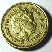 Jeden funt brytyjski z 2005 roku 