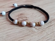 Bransoletka z koralików kamienia hematyt i agat 