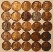 1 CENT USA 1917 - 1957  LINCOLN 25 SZT, KAŻDA INNA