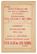 Program meczowy F.C.M. GALATI - LEGIA WARSZAWA 1981