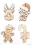 Ozdoby choinkowe z drewna 4 szt